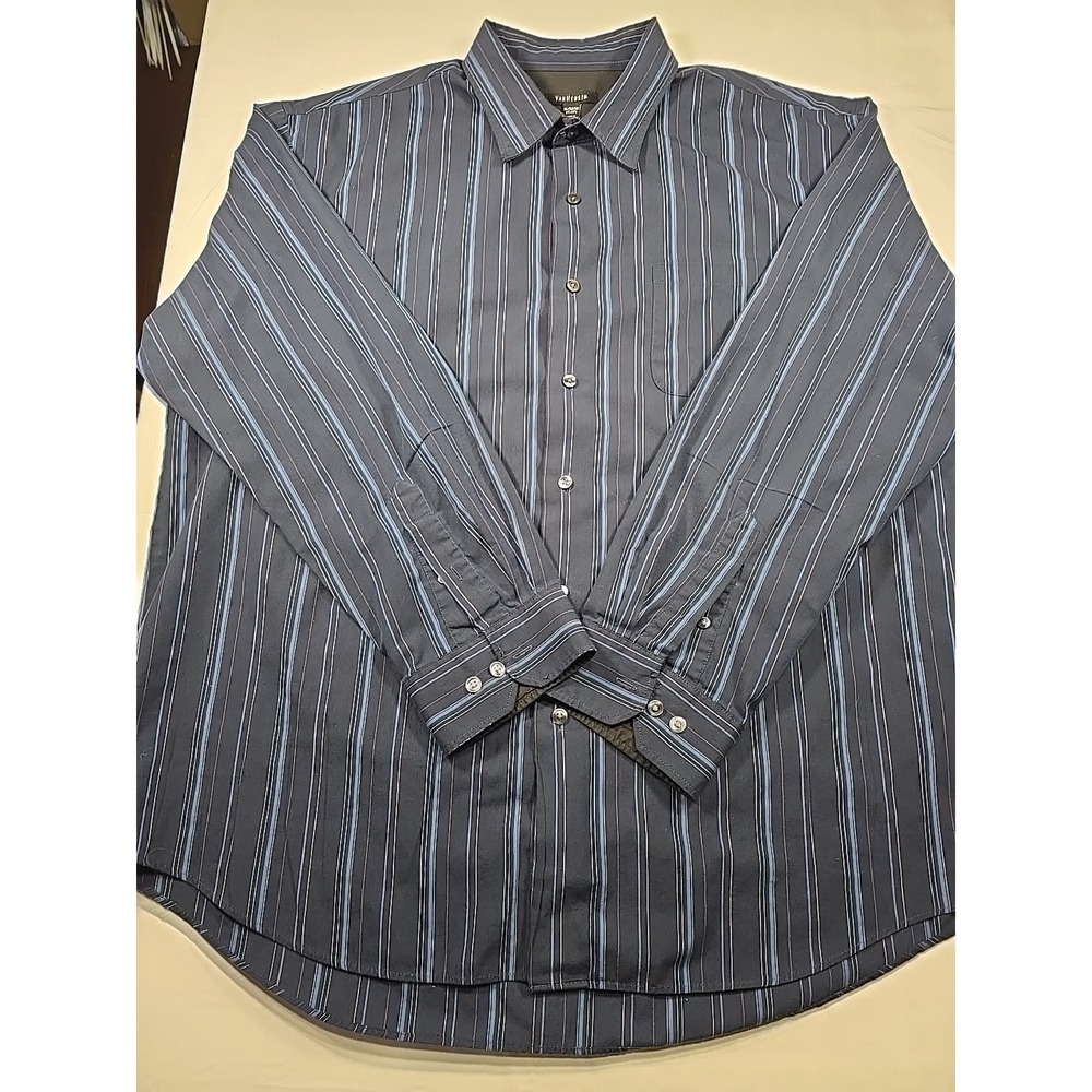 Van Heusen Blue Stripe Button Down Shirt Classic Career Men's XL